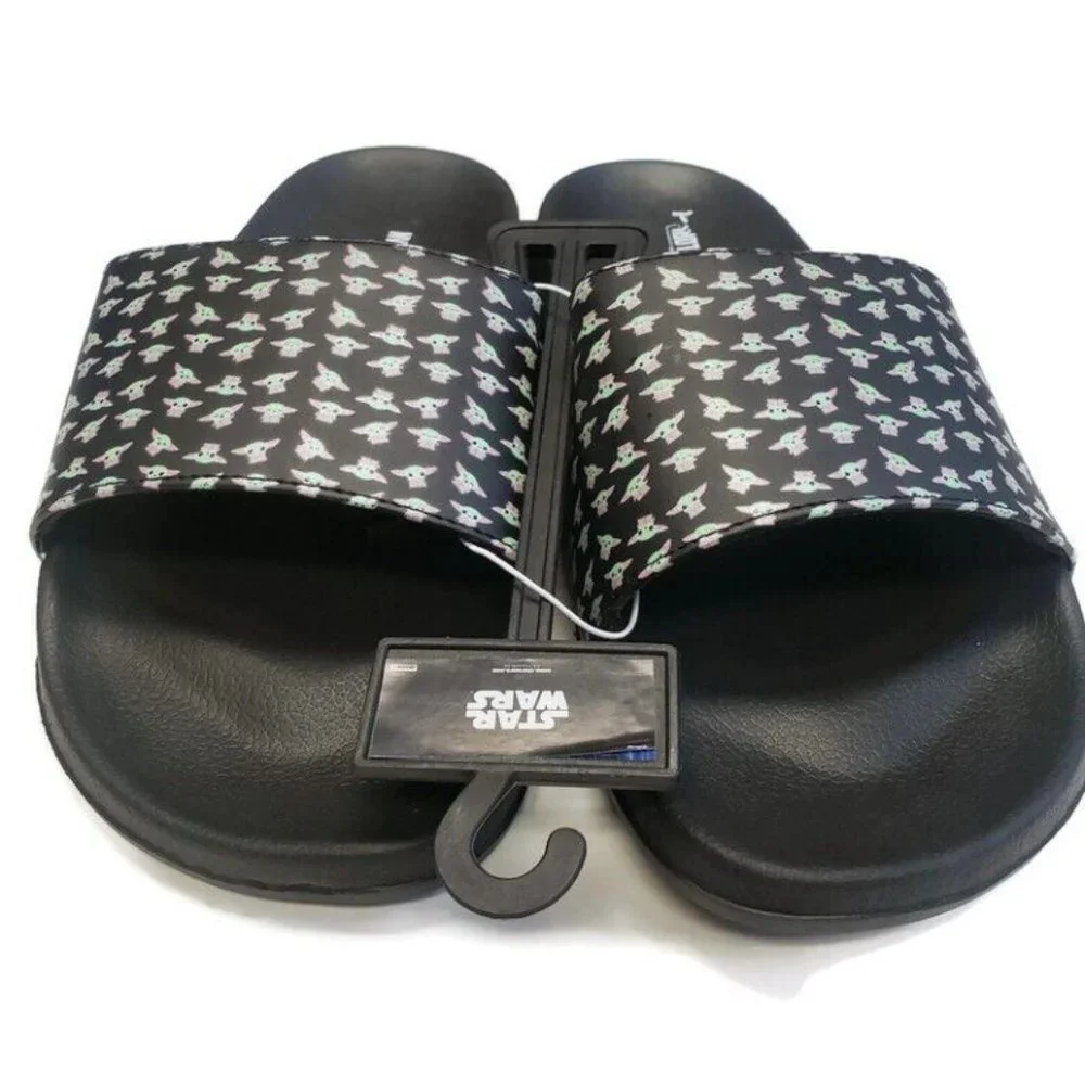 Star Wars Mens Size 11/12 THE MANDALORIAN The Child Slides Sandals Flip Flops - Picture 2 of 7